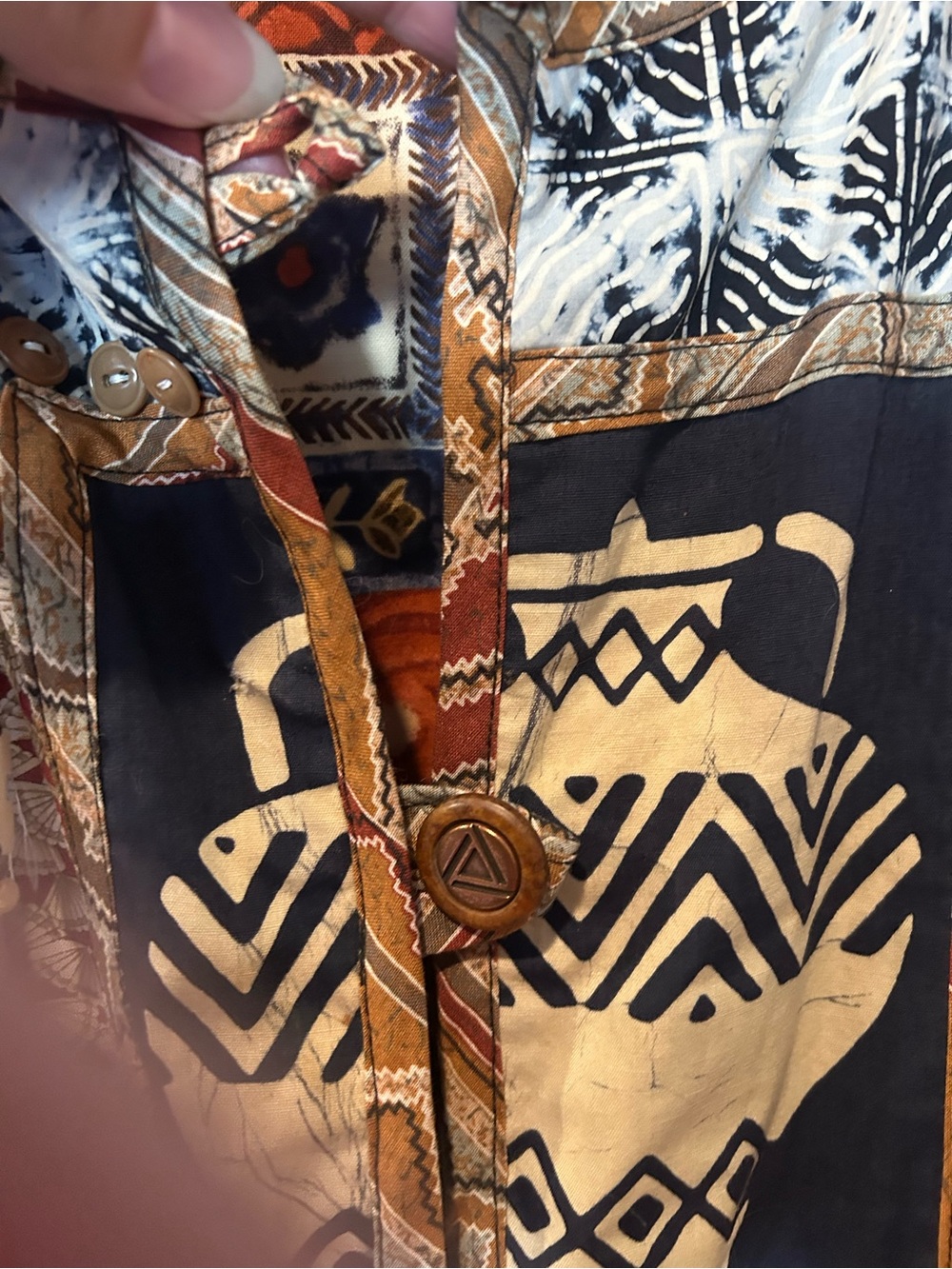 Bohemian Patchwork Jacket in Olive/Tan - Picture 4 of 13
